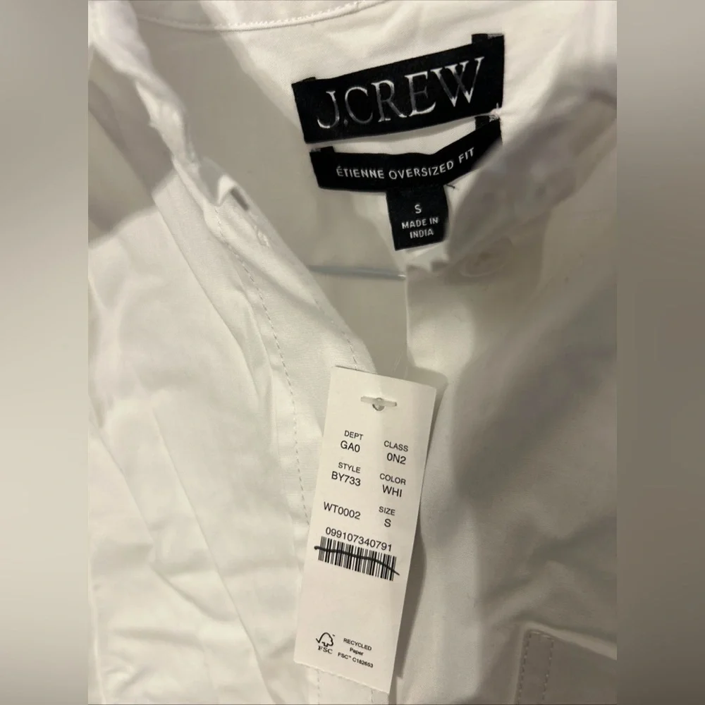 J.Crew Etienne Oversized Button-Up – White | Size Small | Style BY733 NEW - Picture 2 of 4